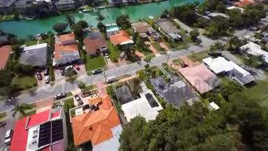 空中无人机视频迈阿密海滩家园